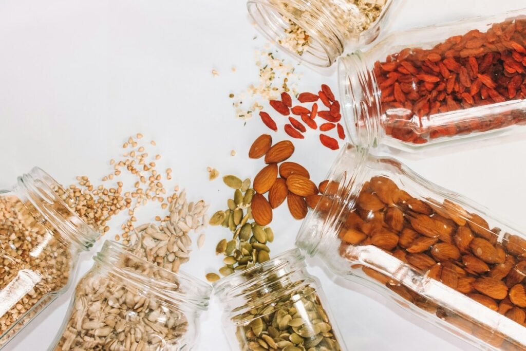 Magnesium-rich foods including nuts, seeds, and leafy vegetables for daily health